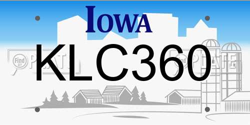 KLC360 Iowa License Plate