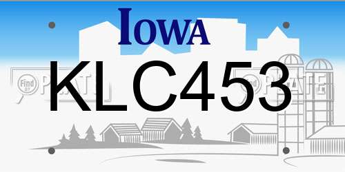 KLC453 Iowa License Plate