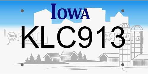 KLC913 Iowa License Plate