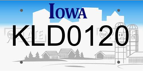 KLD0120 Iowa License Plate