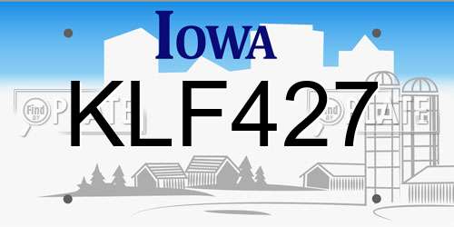 KLF427 Iowa License Plate