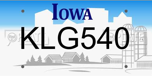 KLG540 Iowa License Plate