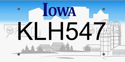KLH547 Iowa License Plate