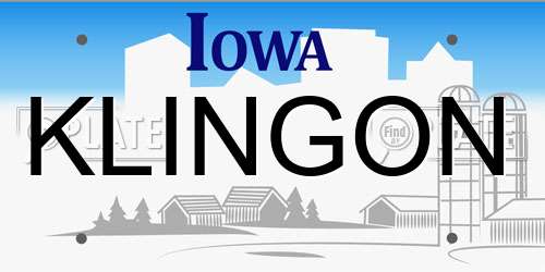 KLINGON Iowa License Plate