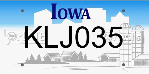 KLJ035 Iowa License Plate