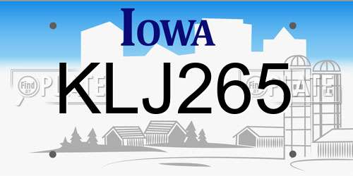 KLJ265 Iowa License Plate