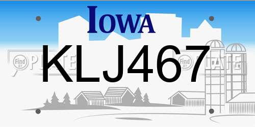 KLJ467 Iowa License Plate