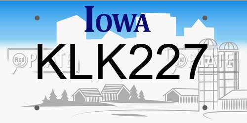 KLK227 Iowa License Plate