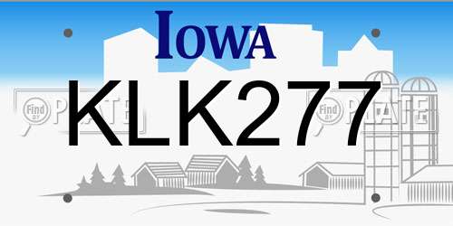 KLK277 Iowa License Plate