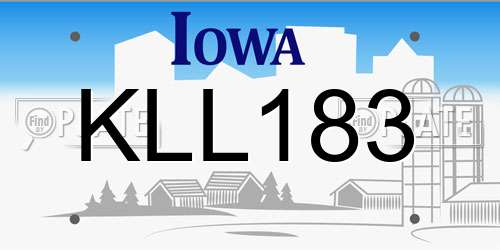 KLL183 Iowa License Plate