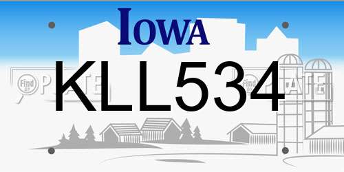 KLL534 Iowa License Plate