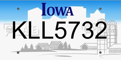 KLL5732 Iowa License Plate