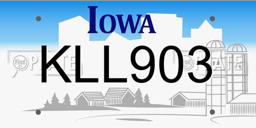 KLL903 Iowa License Plate