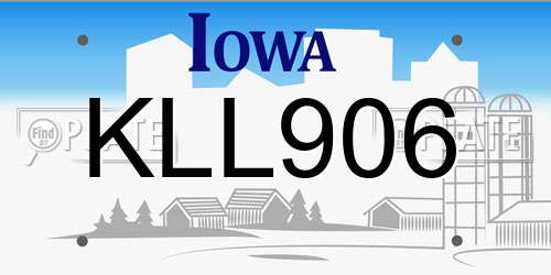 KLL906 Iowa License Plate