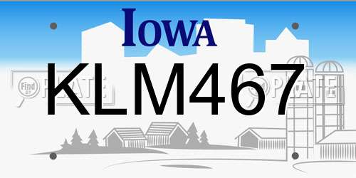KLM467 Iowa License Plate