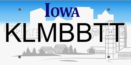 KLMBBTT Iowa License Plate