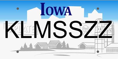 KLMSSZZ Iowa License Plate
