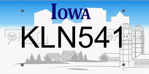 KLN541 Iowa License Plate