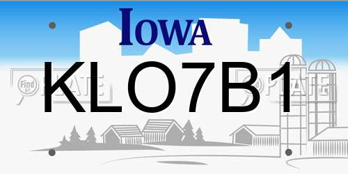 KLO7B1 Iowa License Plate