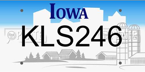 KLS246 Iowa License Plate