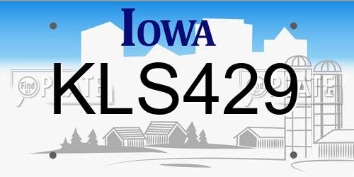 KLS429 Iowa License Plate