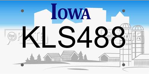 KLS488 Iowa License Plate