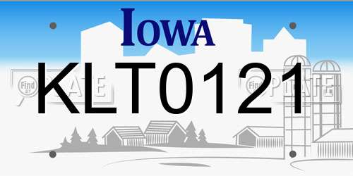 KLT0121 Iowa License Plate