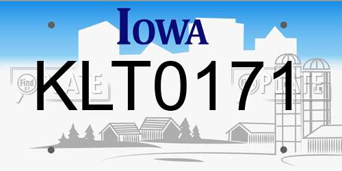 KLT0171 Iowa License Plate