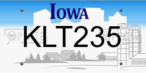 KLT235 Iowa License Plate