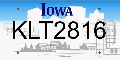 KLT2816 Iowa License Plate