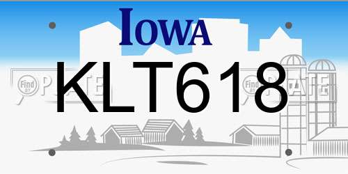KLT618 Iowa License Plate