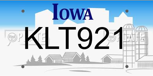 KLT921 Iowa License Plate