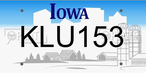 KLU153 Iowa License Plate