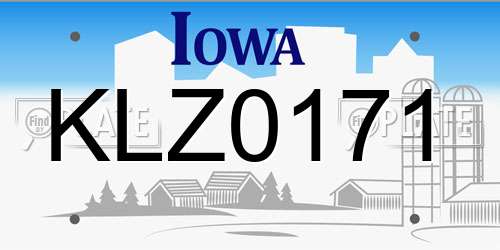 KLZ0171 Iowa License Plate