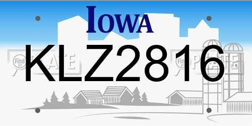 KLZ2816 Iowa License Plate