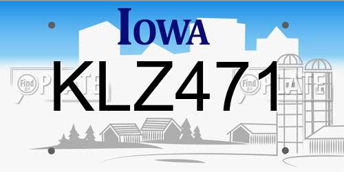 KLZ471 Iowa License Plate
