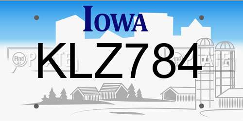 KLZ784 Iowa License Plate