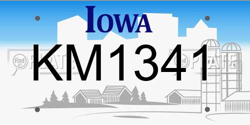 KM1341 Iowa License Plate