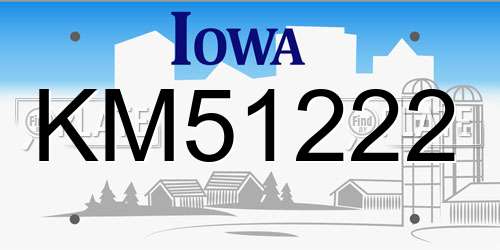 KM51222 Iowa License Plate