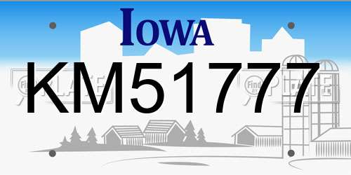 KM51777 Iowa License Plate