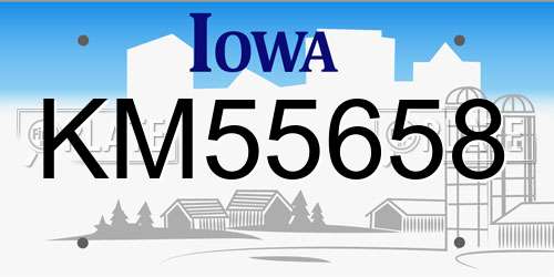 KM55658 Iowa License Plate