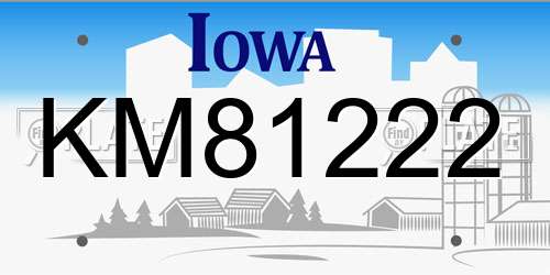 KM81222 Iowa License Plate