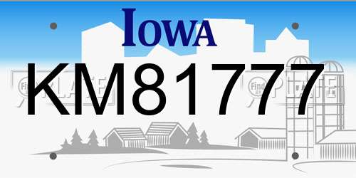 KM81777 Iowa License Plate