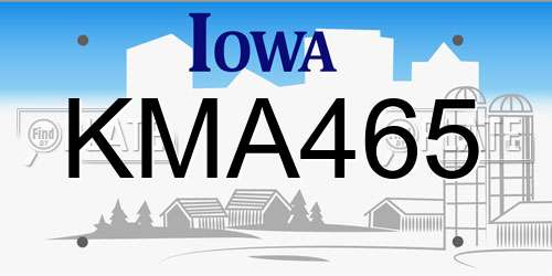 KMA465 Iowa License Plate