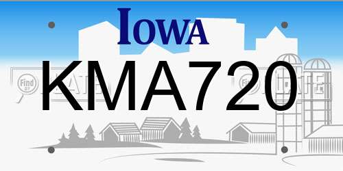 KMA720 Iowa License Plate