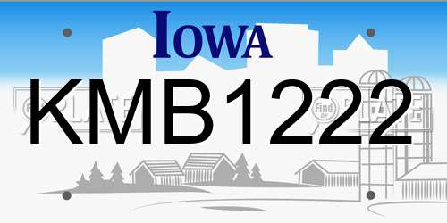 KMB1222 Iowa License Plate