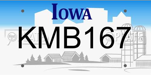 KMB167 Iowa License Plate