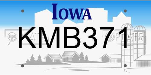 KMB371 Iowa License Plate