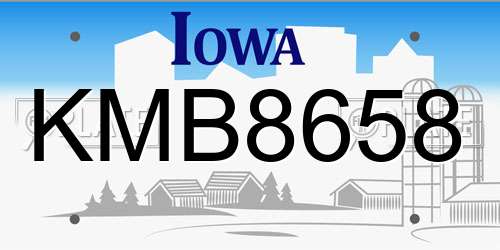 KMB8658 Iowa License Plate
