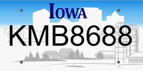 KMB8688 Iowa License Plate